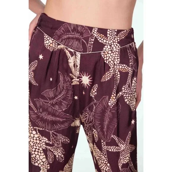 Forte Forte Printed Palazzo Pants Purple Cream Womens Size 00 XXS - Picture 5 of 12